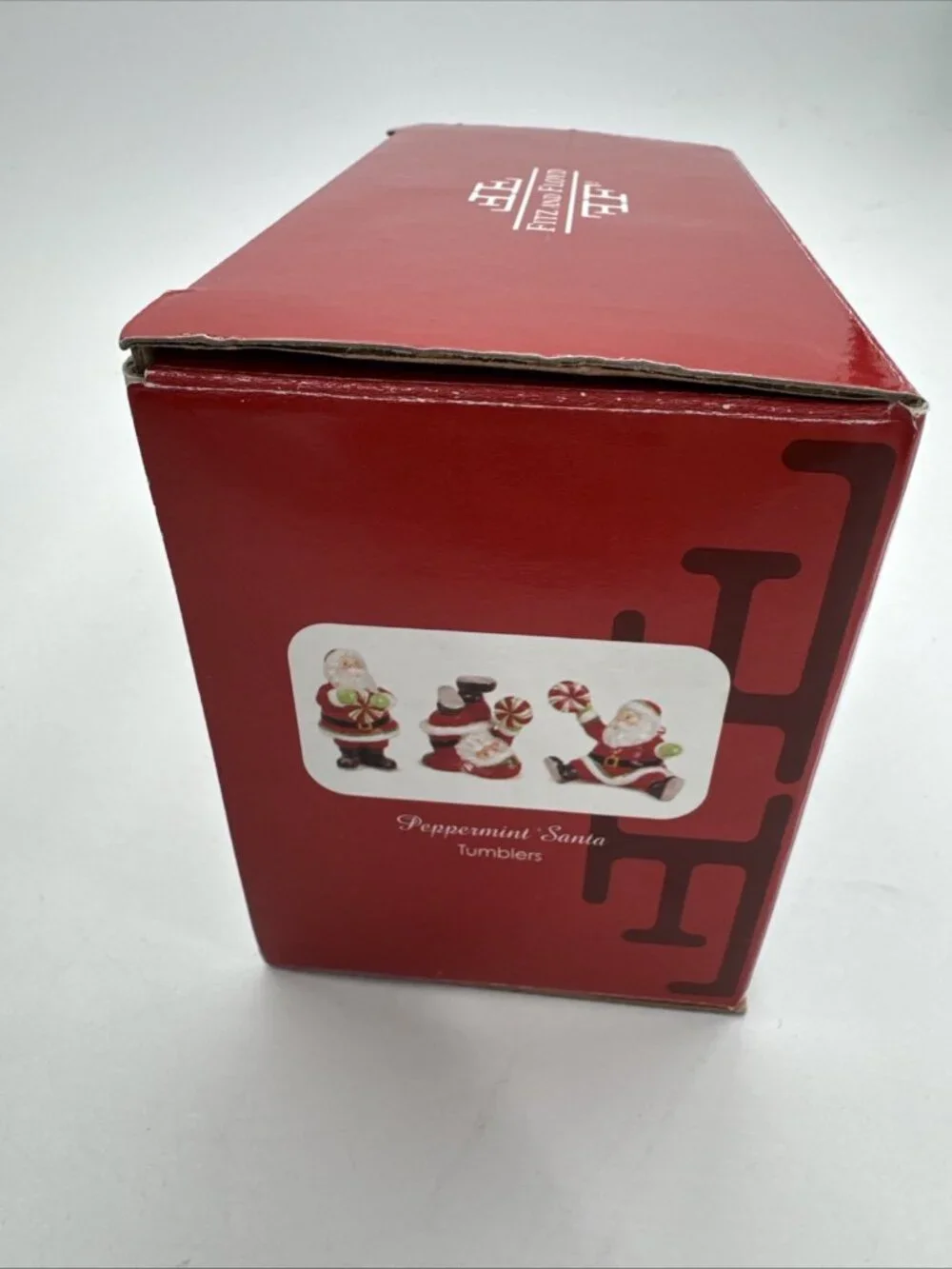 Vintage Fitz & Floyd Peppermint Santa Tumblers Miniature Ceramic Figures 2 inch